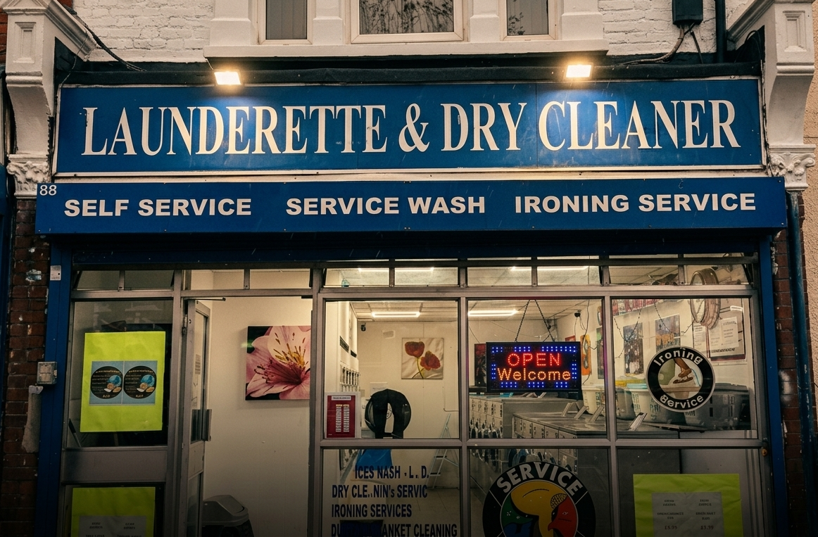 Laundrette & Dry Cleaner shopfront at 88 St. John's Avenue, Harlesden